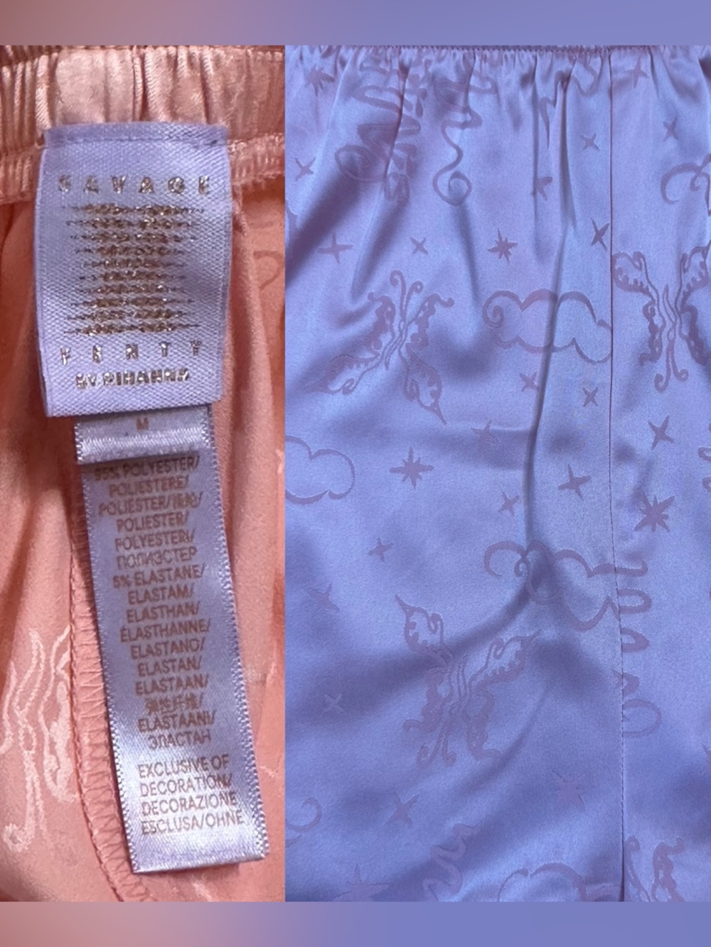 💜 Savage X Fenty Heavenly Satin Sleep Short (M)-Playtime Pink Musings Jacquard - Picture 7 of 8